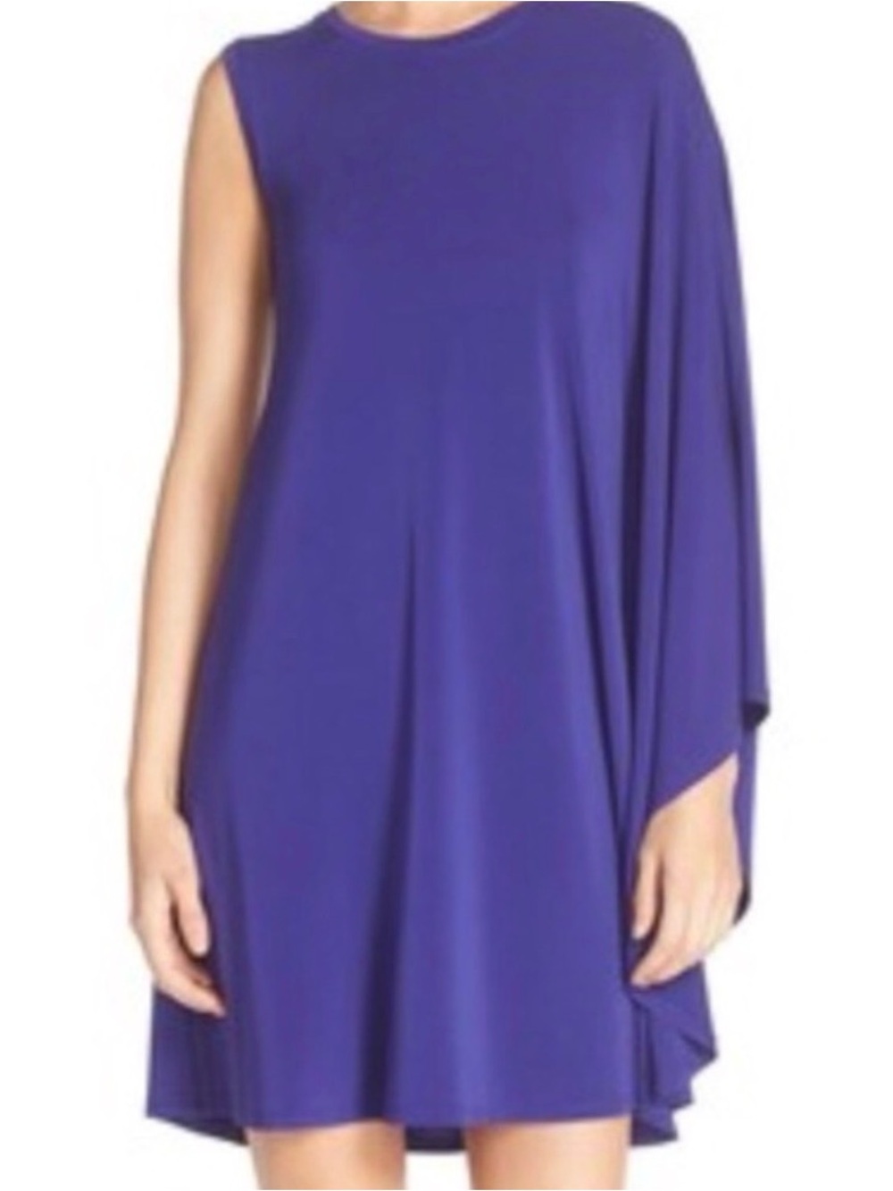 BCBGMaxAzria Kathie Royal Purple One-Arm Capelet Dress Size Medium